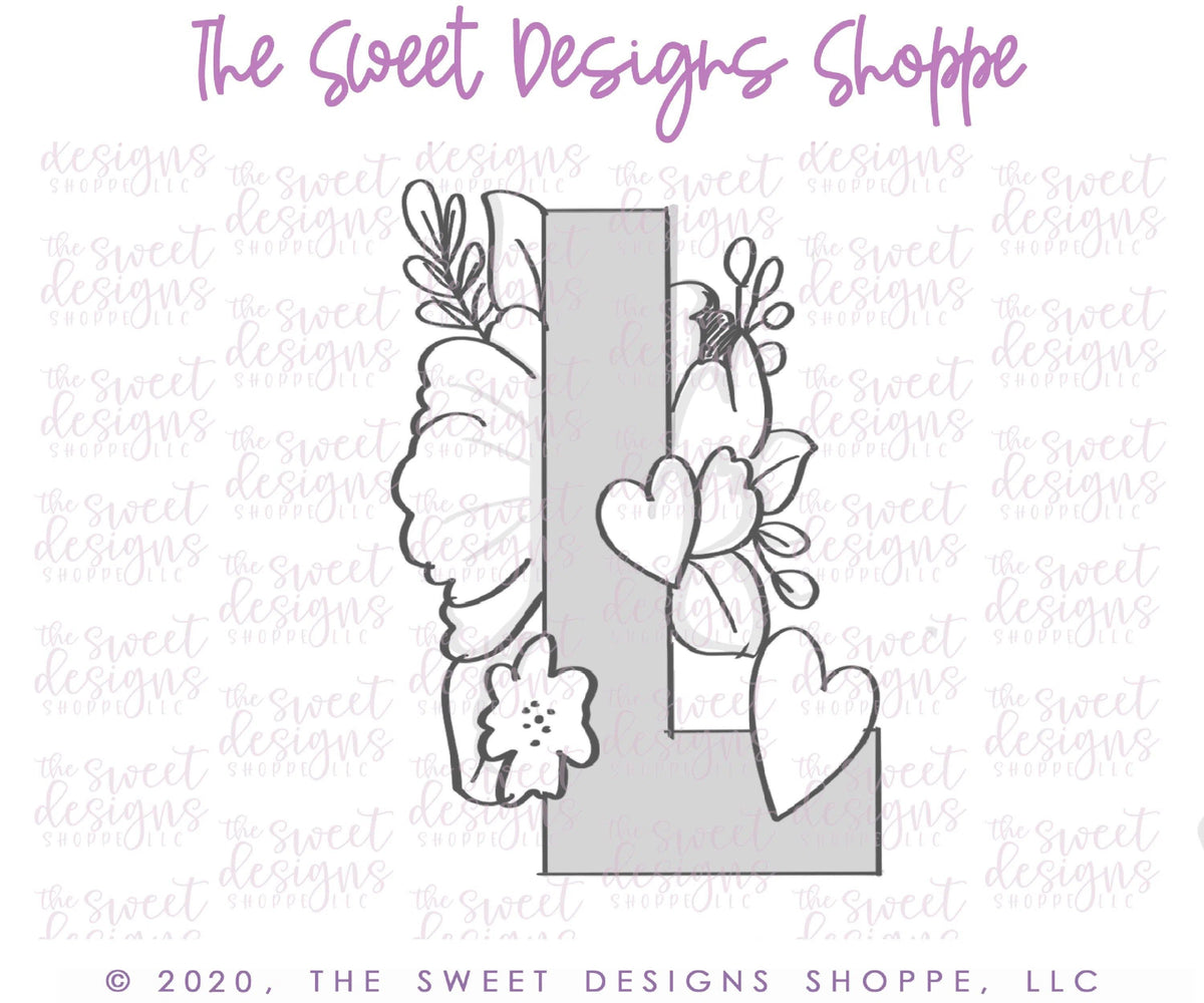 Cookie Cutters - Flowery L - Cookie Cutter - The Sweet Designs Shoppe - TSDS - - ALL,Cookie Cutter,Lettering,Letters,letters and numbers,Promocode,text,valentines,Wedding,Wedding Favors