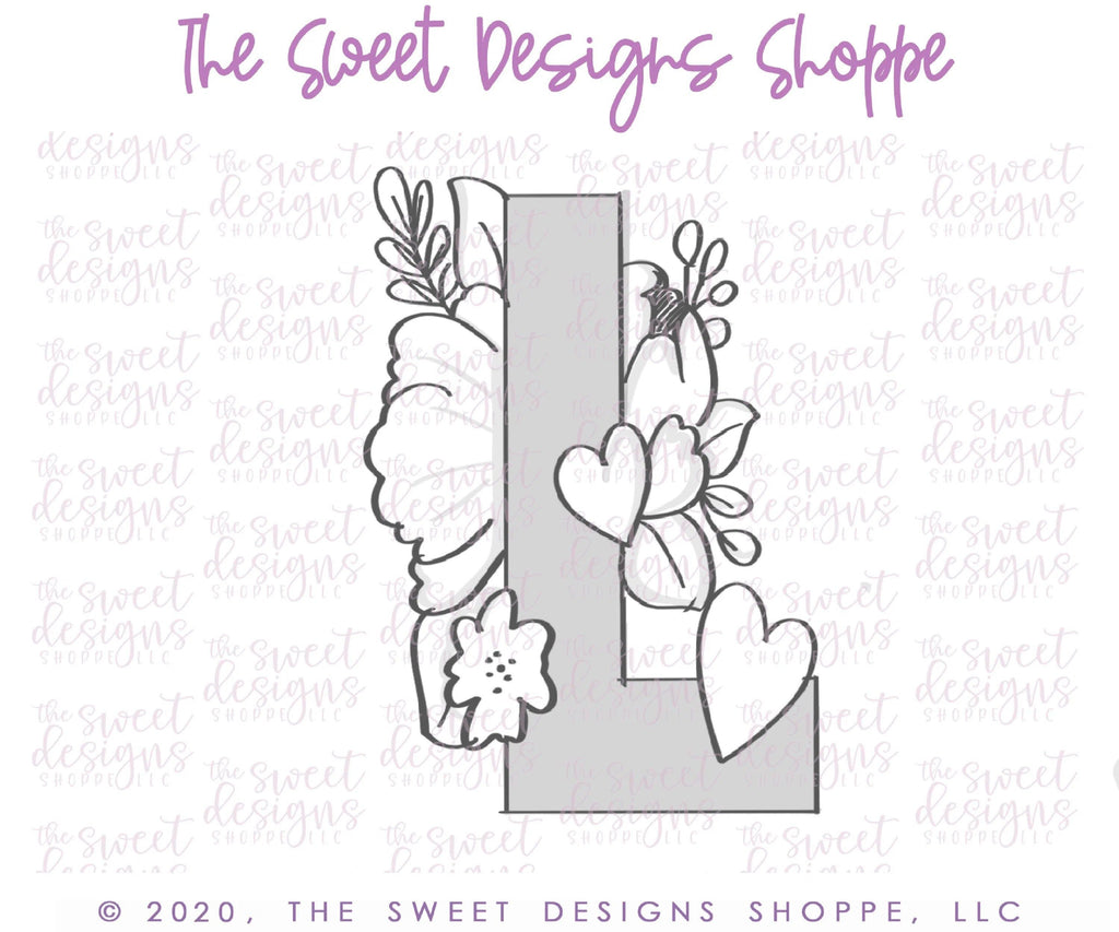 Cookie Cutters - Flowery L - Cookie Cutter - The Sweet Designs Shoppe - TSDS - - ALL,Cookie Cutter,Lettering,Letters,letters and numbers,Promocode,text,valentines,Wedding