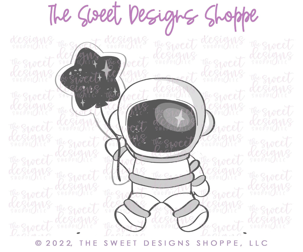 Cookie Cutters - Flying Astronaut with Balloon - Cookie Cutter - The Sweet Designs Shoppe - TSDS - - ALL,Baby / Kids,Birthday,Cookie Cutter,kid,kids,Kids / Fantasy,Miscellaneous,Promocode,space,STL,transportation