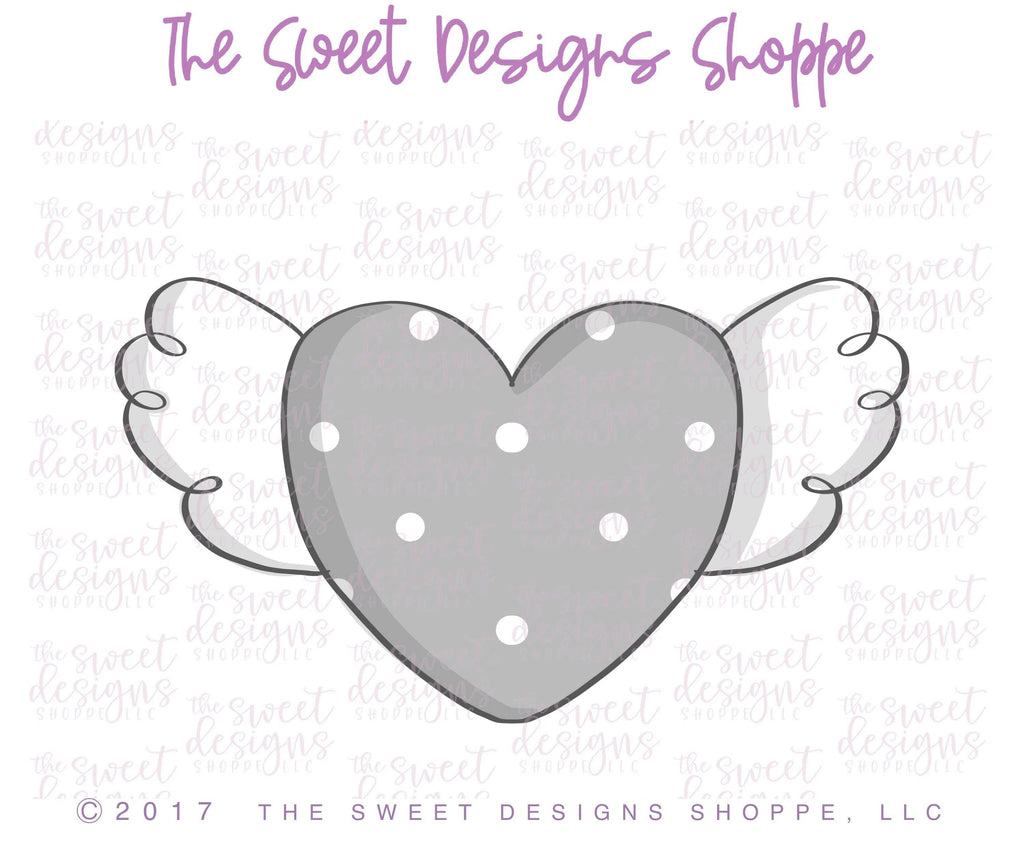 Cookie Cutters - Flying Heart (2017) - Cookie Cutter - The Sweet Designs Shoppe - - ALL, Cookie Cutter, Heart, Love, Promocode, valentine, Valentines, Wedding, Wings