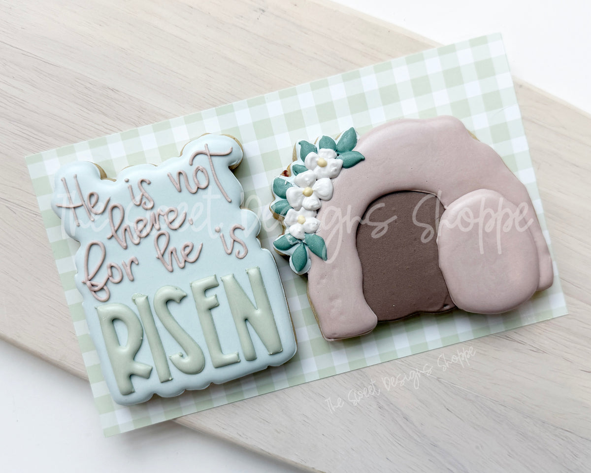 Cookie Cutters - For he is RISEN Set - Set of 2 - Cookie Cutters - The Sweet Designs Shoppe - TSDS - - ALL,Christ,Cookie Cutter,Easter,Easter / Spring,Jesus,PLAQUES HANDLETTERING,Promocode,regular sets,School,set,STL