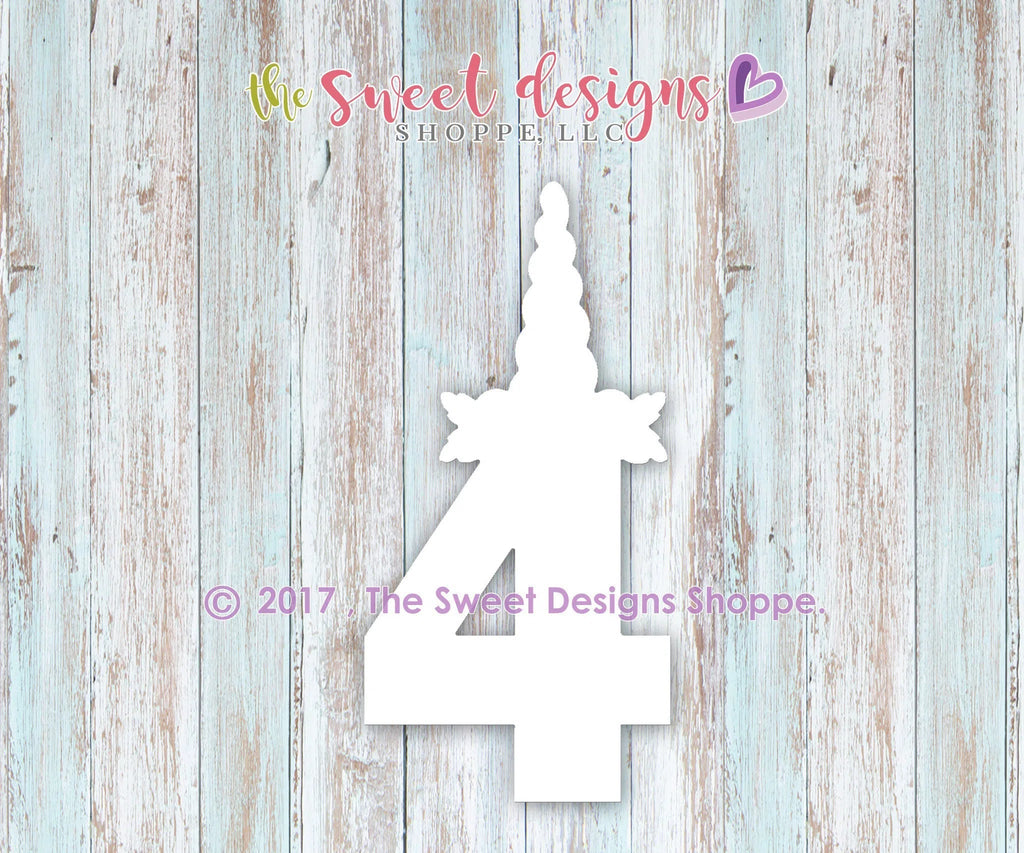 Cookie Cutters - Four Unicorn v2- Cutter - Sweet Designs Shoppe - - ALL, Birthday, Cookie Cutter, Fonts, Kids / Fantasy, lettering, number, Promocode