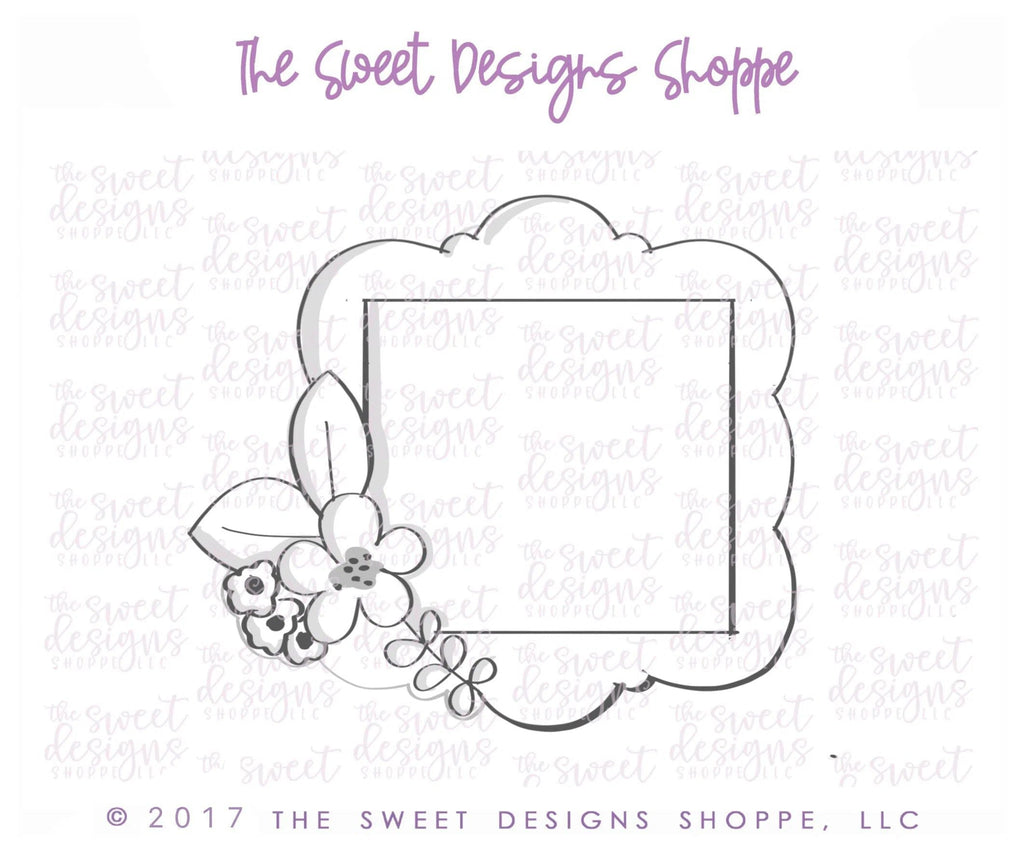 Cookie Cutters - Frame with Flowers - Cookie Cutter - The Sweet Designs Shoppe - TSDS - - 4th,4th July,4th of July,ALL,Bachelorette,Cookie Cutter,date plaque,fourth of July,Grad,graduations,Independence,Patriotic,Plaque,Promocode,save the date,save the date plaque,School,School / Graduation,USA,Wedding