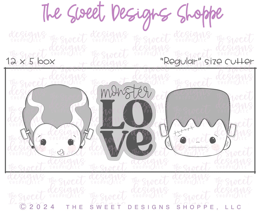 Cookie Cutters - Frankenstein's Monster Love Cookie Cutters Set - Set of 3 - Cookie Cutters - The Sweet Designs Shoppe - TSDS - - ALL,Cookie Cutter,frank,Frankenstein's bride face,frankenstein's face,Frankestein,halloween,Mini Sets,Promocode,regular sets,set,STL