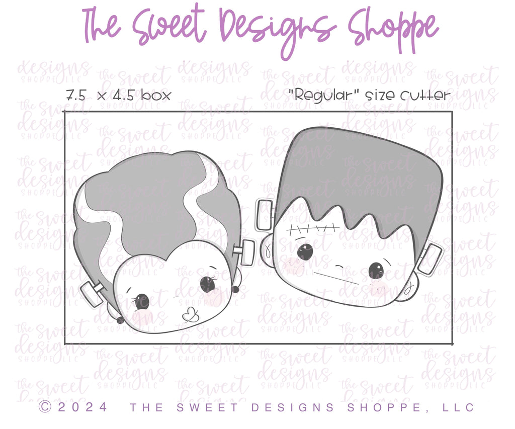 Cookie Cutters - Frankenstein's Monster Love Cookie Cutters Set - Set of 3 - Cookie Cutters - The Sweet Designs Shoppe - TSDS - - ALL,Cookie Cutter,frank,Frankenstein's bride face,frankenstein's face,Frankestein,halloween,Mini Sets,Promocode,regular sets,set,STL