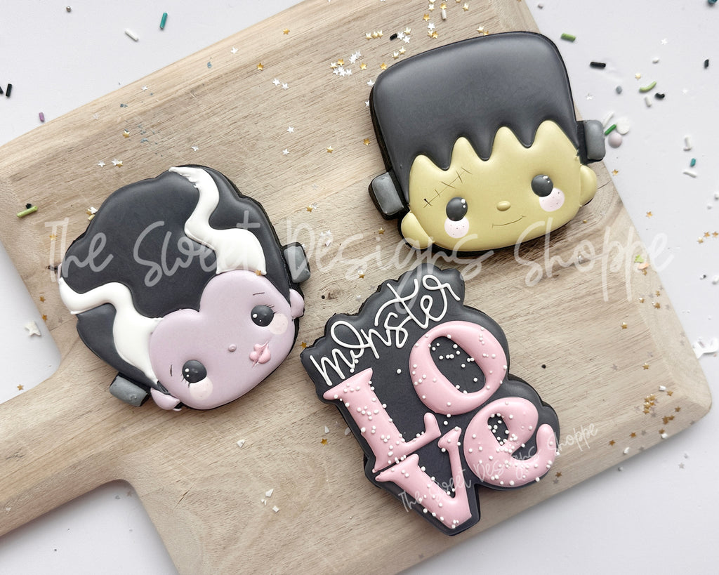 Cookie Cutters - Frankenstein's Monster Love Cookie Cutters Set - Set of 3 - Cookie Cutters - The Sweet Designs Shoppe - TSDS - - ALL,Cookie Cutter,frank,Frankenstein's bride face,frankenstein's face,Frankestein,halloween,Mini Sets,Promocode,regular sets,set,STL