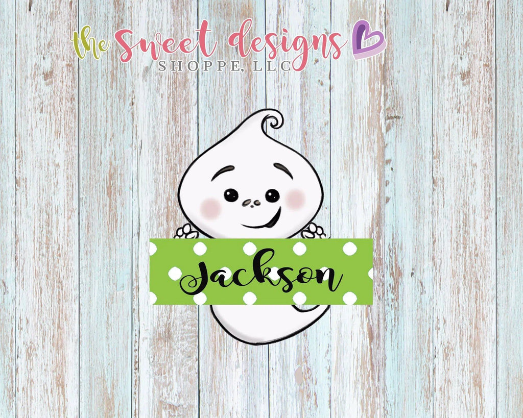 Cookie Cutters - Friendly Ghost Plaque - Cookie Cutter - The Sweet Designs Shoppe - - Addams Family, ALL, Cookie Cutter, Customize, Fall / Halloween, Frankestein, ghost, halloween, Plaque, Plaques, Promocode, trick or treat