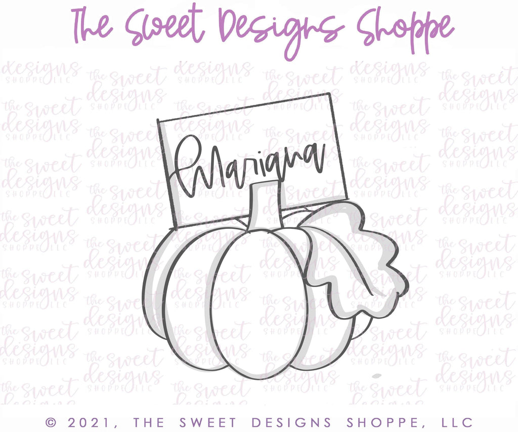 Cookie Cutters - Front Pumpkin Place Card - Cookie Cutter - The Sweet Designs Shoppe - - ALL, Cookie Cutter, Fall, Fall / Thanksgiving, fruits, Fruits and Vegetables, Plaque, Plaques, PLAQUES HANDLETTERING, Promocode