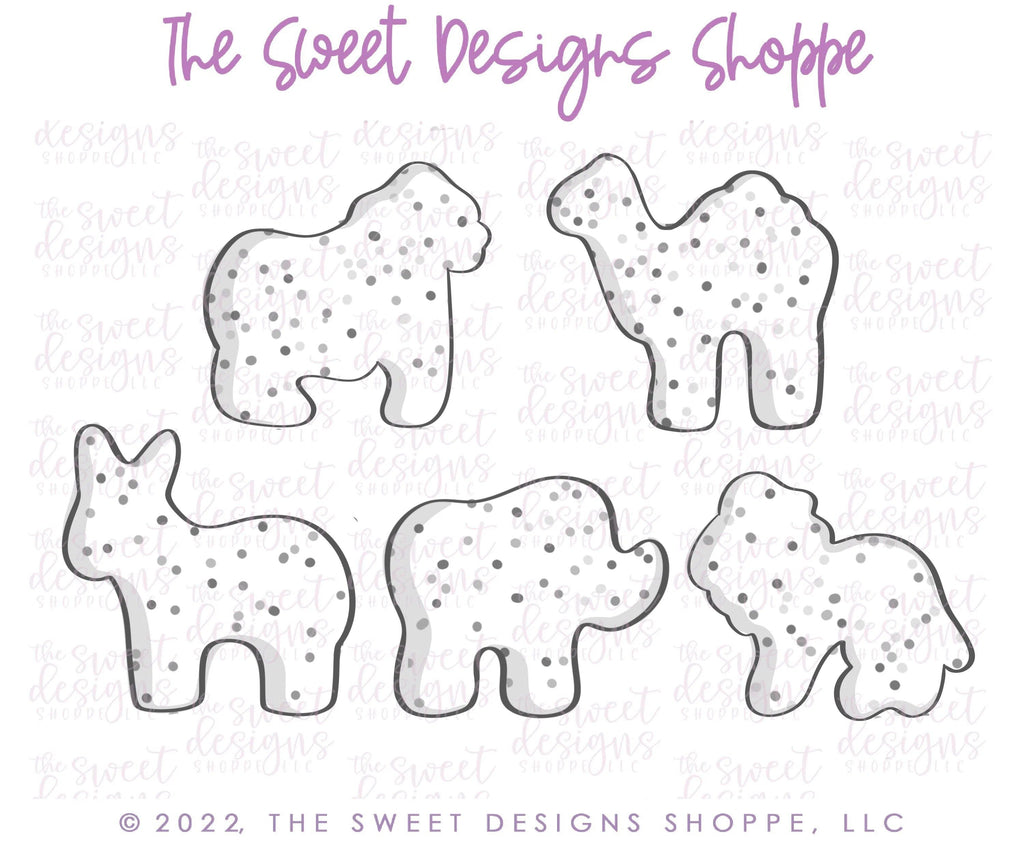 Cookie Cutters - Frosted Animal Crackers - Cookie Cutters - Set of 5 - The Sweet Designs Shoppe - TSDS - - ALL,Animal,Animals,Cookie Cutter,Frosted Cracker,Mini Sets,Promocode,regular sets,set,STL,valentine,valentines