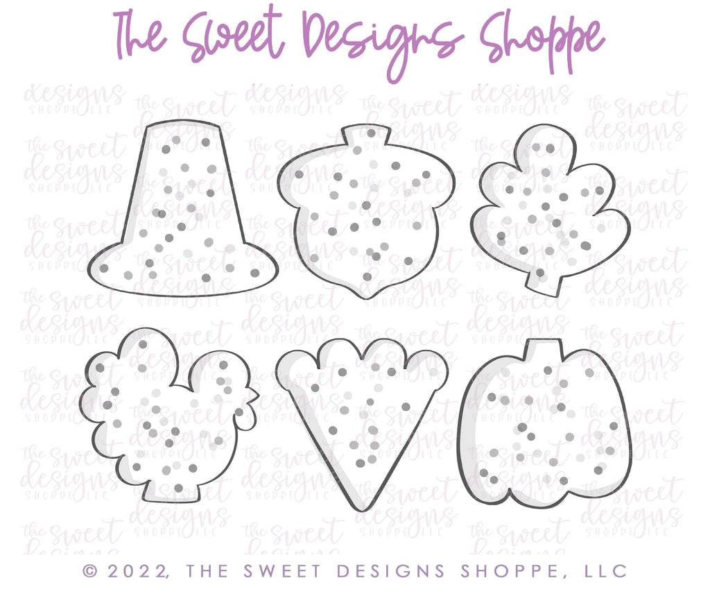 Cookie Cutters - Frosted Crackers Thanksgiving Cookie Cutters - Set of 6 - The Sweet Designs Shoppe - TSDS - - ALL,Cookie Cutter,Fall,Fall / Halloween,Fall / Thanksgiving,Frosted Cracker,Mini Sets,Promocode,regular sets,set,STL,thanksgiving