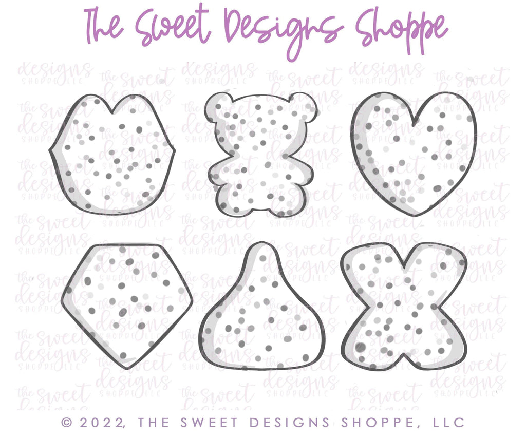 Cookie Cutters - Frosted Crackers Valentines Cookie Cutters - Set of 6 - The Sweet Designs Shoppe - TSDS - - ALL,Cookie Cutter,Frosted Cracker,Mini Sets,Promocode,regular sets,set,STL,valentine,valentines