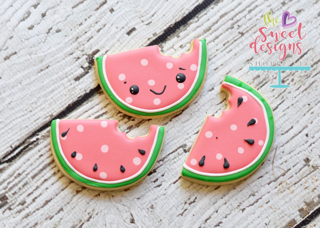 Cookie Cutters - Fruit Slice with Bite v2- Cookie Cutter - Sweet Designs Shoppe - - ALL, Cookie Cutter, Food, Food and Beverage, Food beverages, Fruit, Fruits and Vegetables, Luau, Party, Promocode, Slice, summer, Tropical, Watermelon