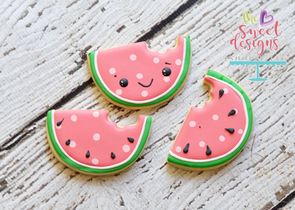 Cookie Cutters - Fruit Slice with Bite v2- Cookie Cutter - The Sweet Designs Shoppe - TSDS - - ALL,Cookie Cutter,Food,Food and Beverage,Food beverages,Fruit,Fruits and Vegetables,Luau,Party,Promocode,Slice,summer,Tropical,Watermelon