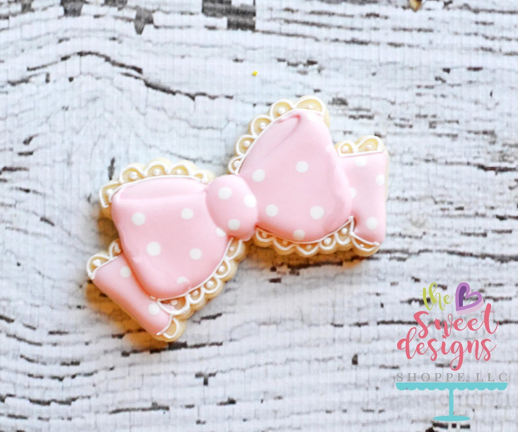 Cookie Cutters - Full Bow with Lace v2- Cookie Cutter - Sweet Designs Shoppe - - ALL, Bow, Clothing / Accessories, Cookie Cutter, cookie cutters, Fantasy, Promocode, Wedding