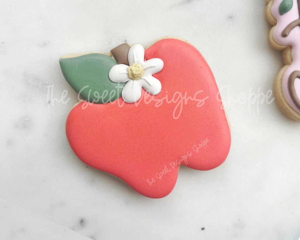 Cookie Cutters - Funky Apple with Flower- Cookie Cutter - The Sweet Designs Shoppe - - ALL, back to school, Cookie Cutter, Daisy, Daisy collection, Food, fruit, fruit with flower, fruits, Fruits and Vegetables, Plaque, Promocode, School, School / Graduation, Teach, teacher, teacher appreciation