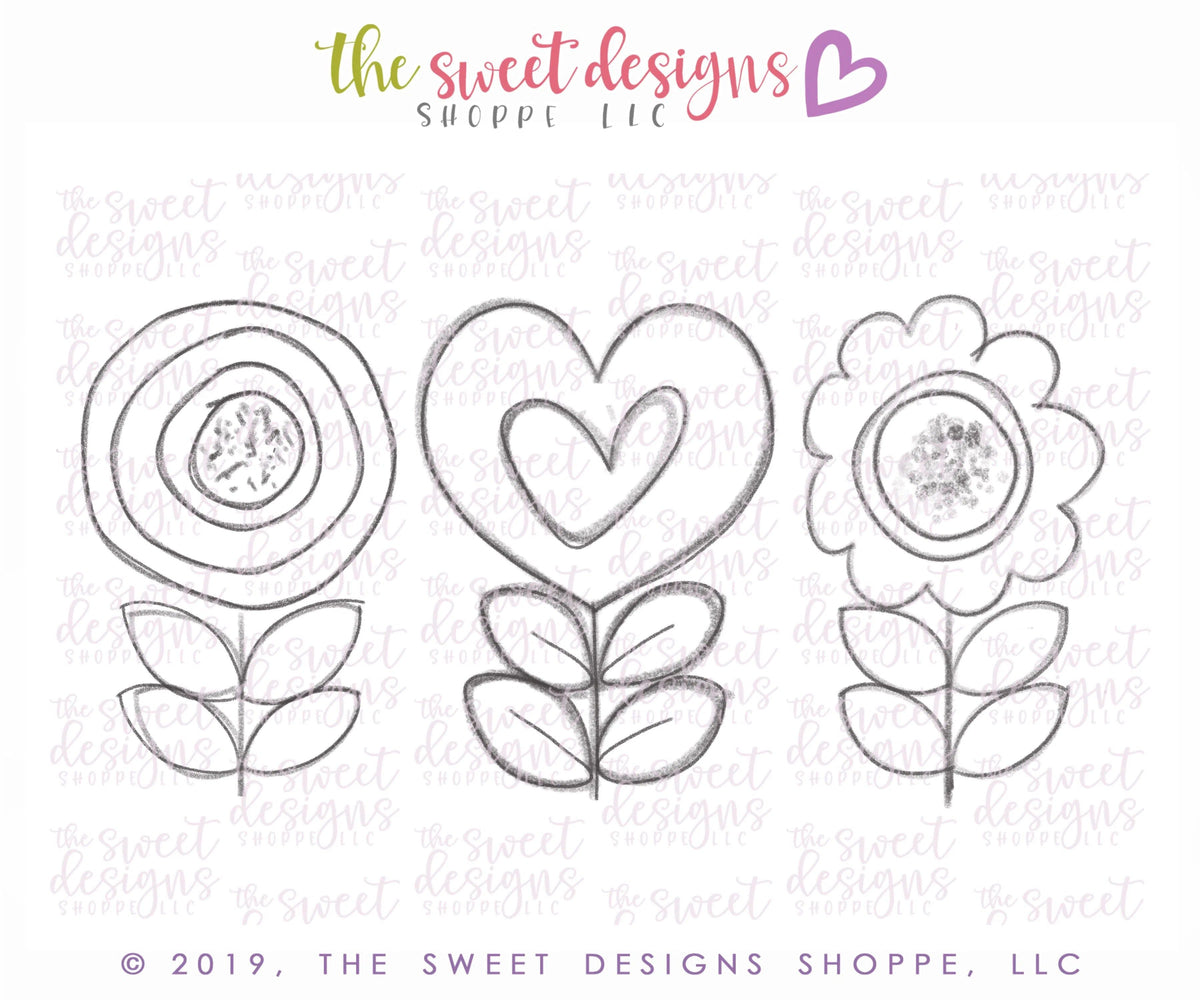 Cookie Cutters - Funky Flowers Set - Cookie Cutters - The Sweet Designs Shoppe - TSDS - - ALL,Cookie Cutter,Daisy,Flower,Flowers,Leaves and Flowers,Mini Sets,MOM,mother,mothers DAY,Nature,NURSE APPRECIATION,Promocode,regular sets,set,STL,TEACHER APPRECIATION,Trees Leaves and Flowers,valentine,valentines,Valentines couples,Woodlands Leaves and Flowers