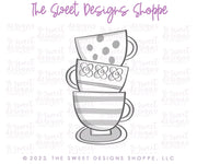 Cookie Cutters - Funky Stacked Tea Cups - Cookie Cutter - The Sweet Designs Shoppe - TSDS - - ALL,beverage,Cookie Cutter,Food,Food & Beverages,Food and Beverage,MOM,mother,Mothers Day,Promocode,tea