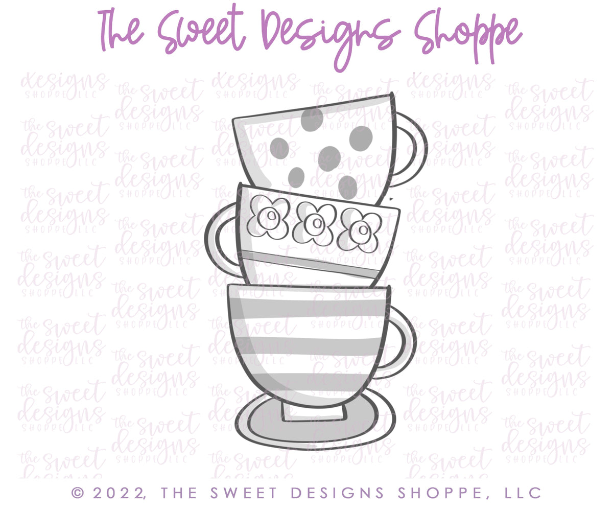 Cookie Cutters - Funky Tea Party Set - Set of 4 - Cookie Cutters - The Sweet Designs Shoppe - TSDS - - ALL,Baby / Kids,Cookie Cutter,groovy,kids,Kids / Fantasy,Kids class,Mini Sets,MOM,mother,Mothers Day,Promocode,regular sets,Retro,set,STL