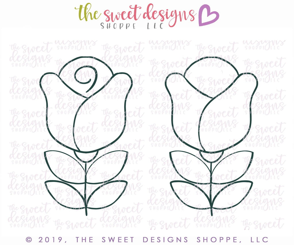 Cookie Cutters - Funky Tulip and Rose - Cookie Cutter - The Sweet Designs Shoppe - TSDS - - ALL,Cookie Cutter,Flower,Flowers,Mothers Day,Nature,Promocode,Spring,Valentine,Valentines,Valentines couples