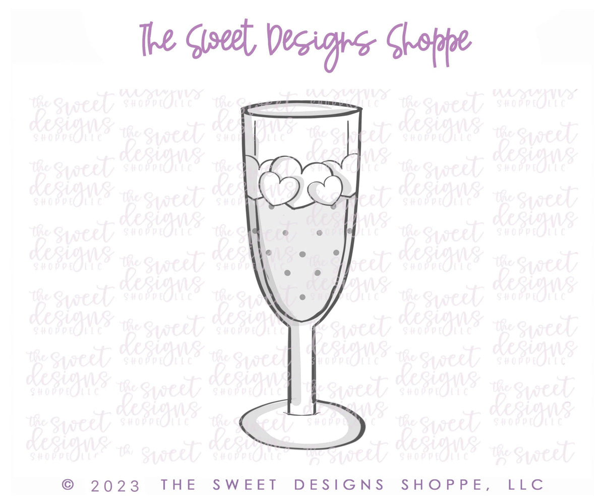 Cookie Cutters - Galentines Champagne Glass - Cookie Cutter - The Sweet Designs Shoppe - TSDS - - ALL,anniversary,Birthday,celebration,Cookie Cutter,Food,Food & Beverages,Promocode,STL,valentine,valentines,Wedding,Wedding Favors,wine