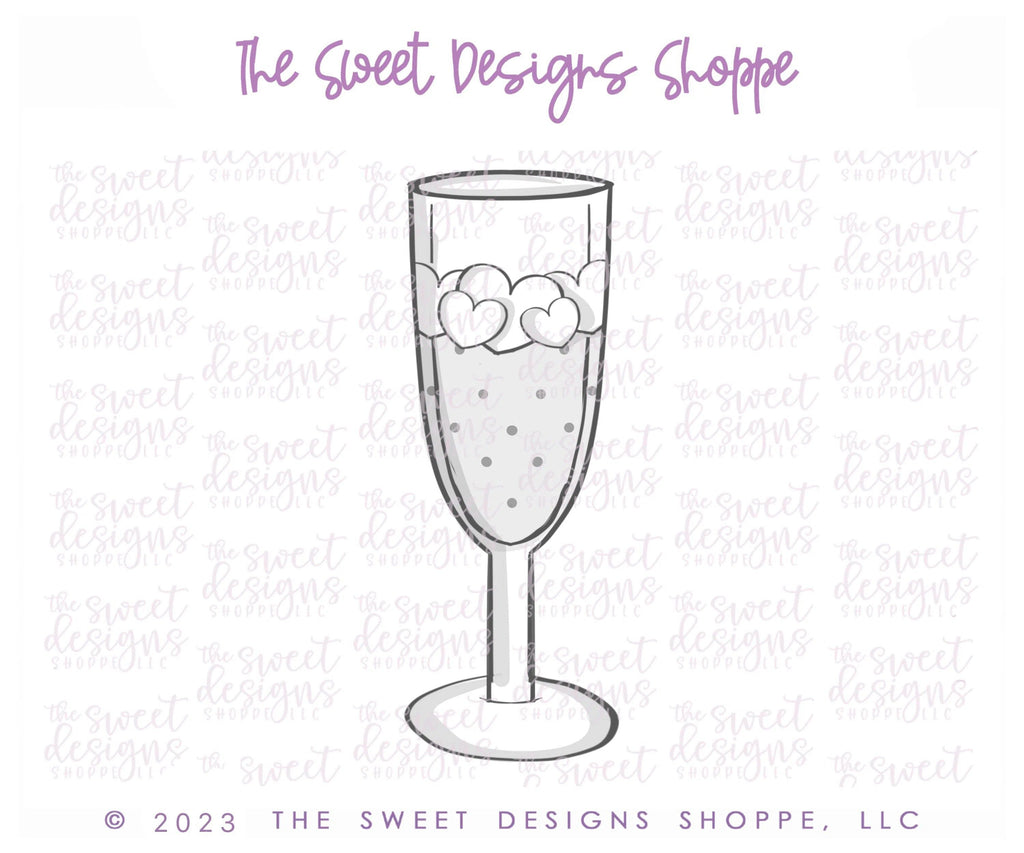 Cookie Cutters - Galentines Champagne Glass - Cookie Cutter - The Sweet Designs Shoppe - TSDS - - ALL,anniversary,Birthday,celebration,Cookie Cutter,Food,Food & Beverages,Promocode,valentine,valentines,Wedding,wine