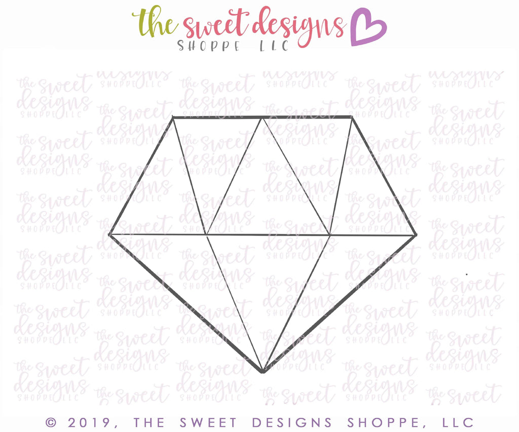 Cookie Cutters - Gem Diamond - Cookie Cutter - The Sweet Designs Shoppe - - ALL, basic, Basic Shapes, BasicShapes, Cookie Cutter, Diamond, Gem, precious stone, Promocode, Valentine, Valentines