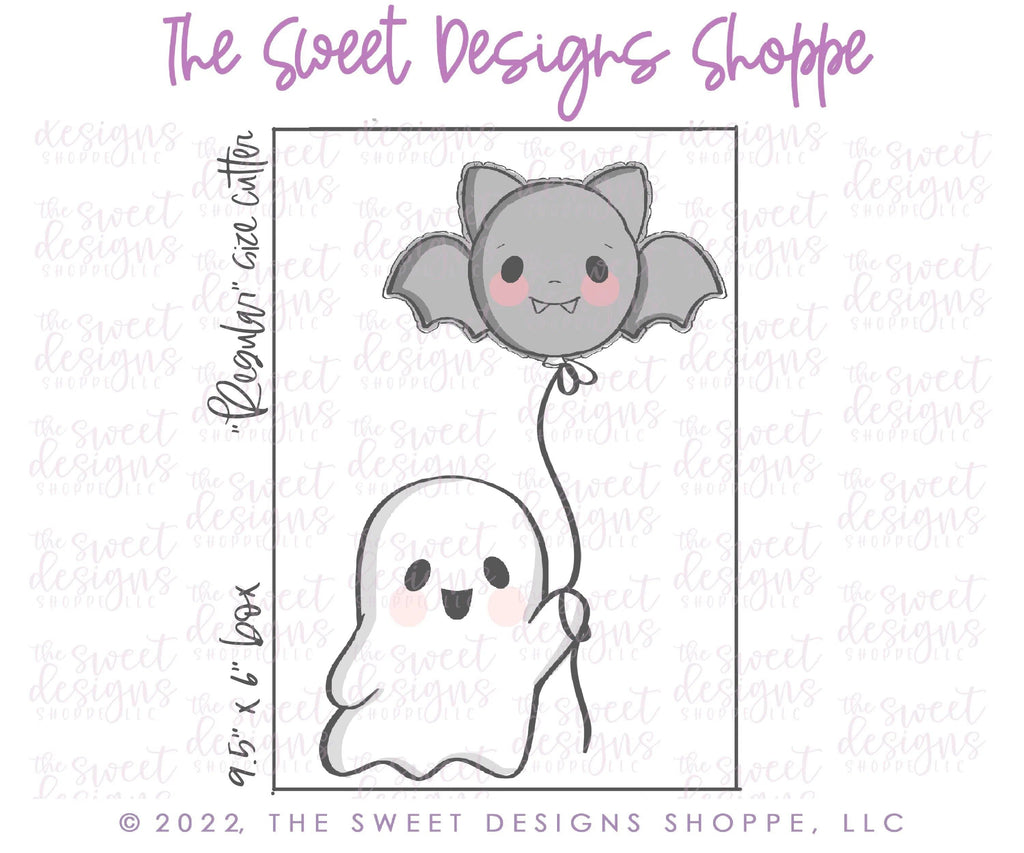 Cookie Cutters - Ghost and Bat Balloon Cookie Cutters - 2 Piece Set - Cookie Cutters . String not included. - The Sweet Designs Shoppe - - ALL, Cookie Cutter, halloween, Mini Set, Mini Sets, Promocode, regular sets, set, sets