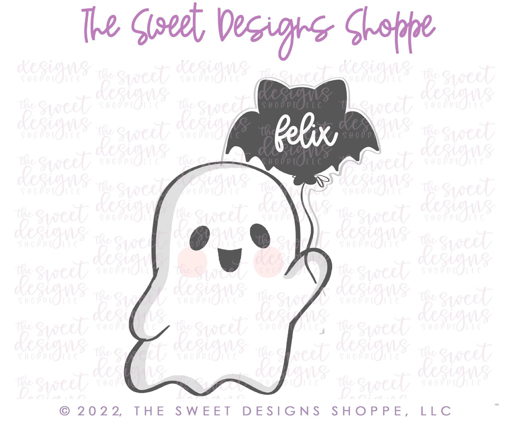 Cookie Cutters - Ghost Holding Balloon - Cookie Cutter - Sweet Designs Shoppe - - ALL, Boo, Cookie Cutter, Ghost, halloween, Promocode