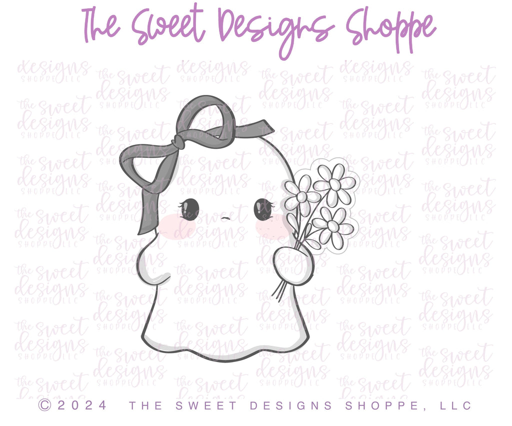 Cookie Cutters - Ghost Holding Daisies - Cookie Cutter - The Sweet Designs Shoppe - - ALL, Cookie Cutter, halloween, new, Promocode