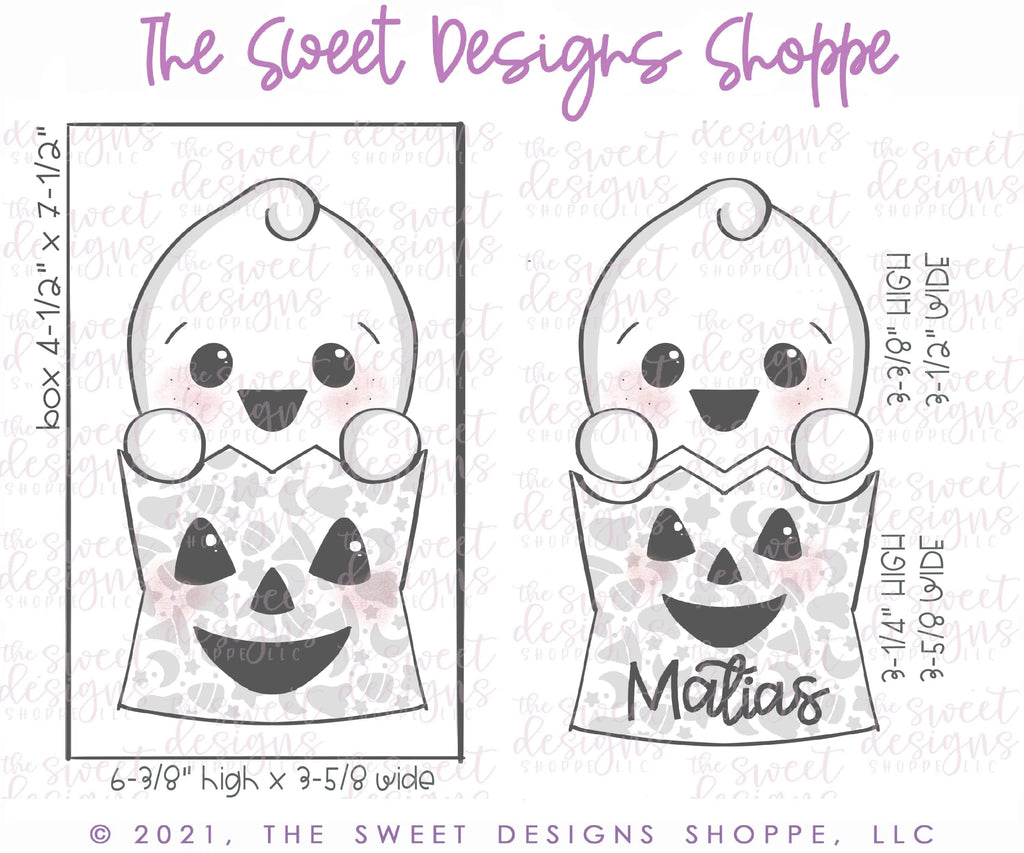 Cookie Cutters - Ghost in Trick or Treat Bag Set - Set of 2 - Cookie Cutters - Sweet Designs Shoppe - - ALL, Cookie Cutter, halloween, Halloween set, Halloween Sets, Mini Sets, Promocode, regular sets, set