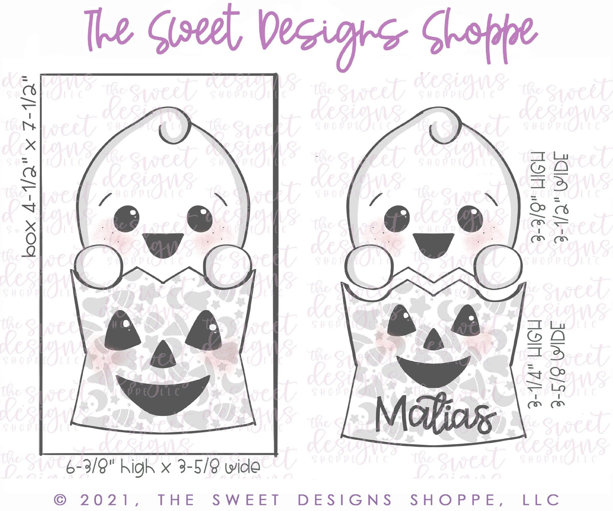 Cookie Cutters - Ghost in Trick or Treat Bag Set - Set of 2 - Cookie Cutters - The Sweet Designs Shoppe - TSDS - - ALL,Cookie Cutter,halloween,Halloween set,Halloween Sets,Mini Sets,Promocode,regular sets,set