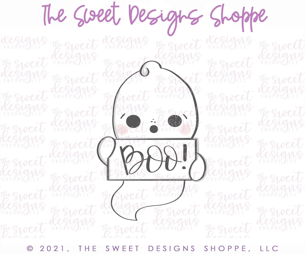 Cookie Cutters - Ghost Plaque - Cookie Cutter - Sweet Designs Shoppe - - ALL, Cookie Cutter, Customize, Fall / Halloween, ghost, halloween, Plaque, Plaques, Promocode, trick or treat