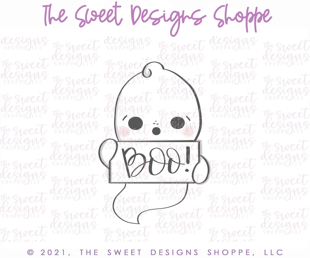 Cookie Cutters - Ghost Plaque - Cookie Cutter - The Sweet Designs Shoppe - - ALL, Cookie Cutter, Customize, Fall / Halloween, ghost, halloween, Plaque, Plaques, Promocode, trick or treat