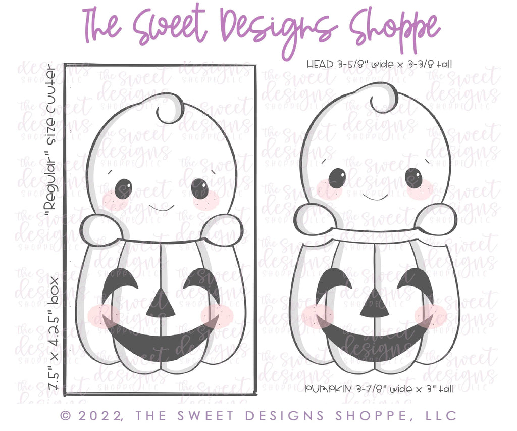 Cookie Cutters - Ghost Pumpkin Set - Set of 2 - Cookie Cutters - Sweet Designs Shoppe - Regular: (Assembled 6-1/4" Tall by 3-7/8" Wide ) - ALL, Cookie Cutter, Ghost, halloween, Halloween set, Halloween Sets, Promocode, regular sets, set