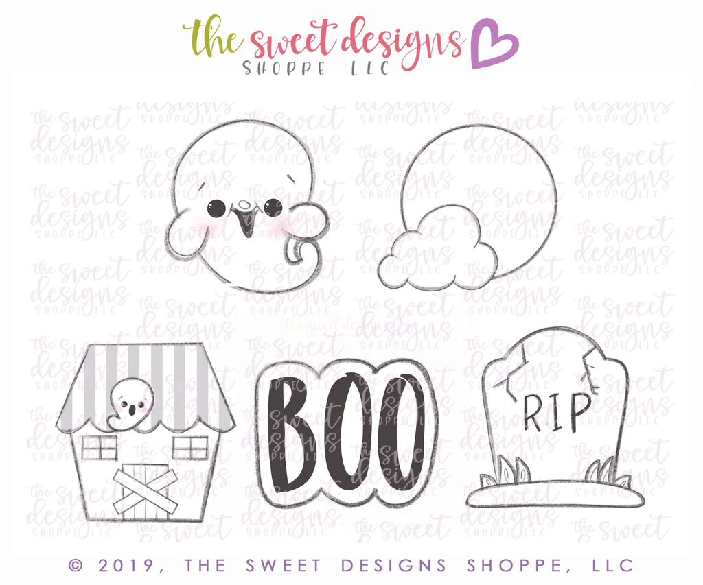 Cookie Cutters - Ghost RIP Set - Cookie Cutters - Sweet Designs Shoppe - - ALL, Cookie Cutter, Fall / Halloween, Halloween, Halloween set, Halloween Sets, Mini Sets, Promocode, regular sets, Set, Tiny Set, Tiny sets