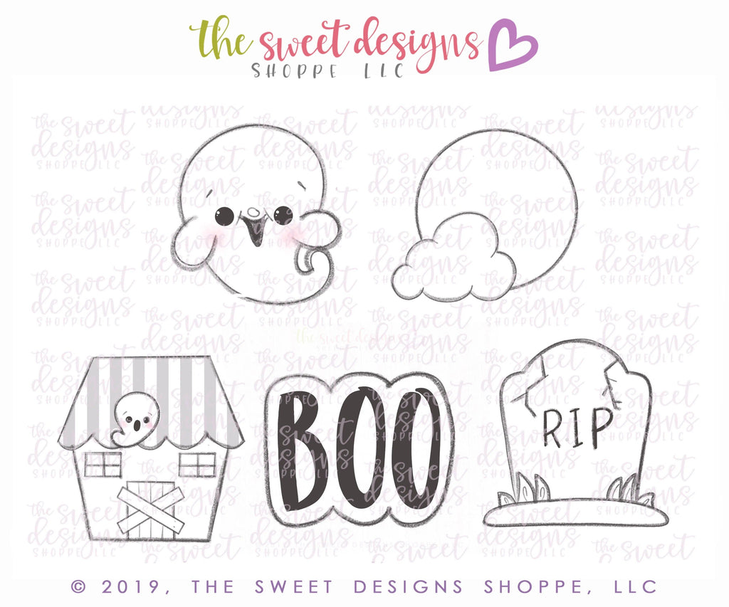 Cookie Cutters - Ghost RIP Set - Cookie Cutters - The Sweet Designs Shoppe - - ALL, Cookie Cutter, Fall / Halloween, Halloween, Halloween set, Halloween Sets, Mini Sets, Promocode, regular sets, Set, Tiny Set, Tiny sets