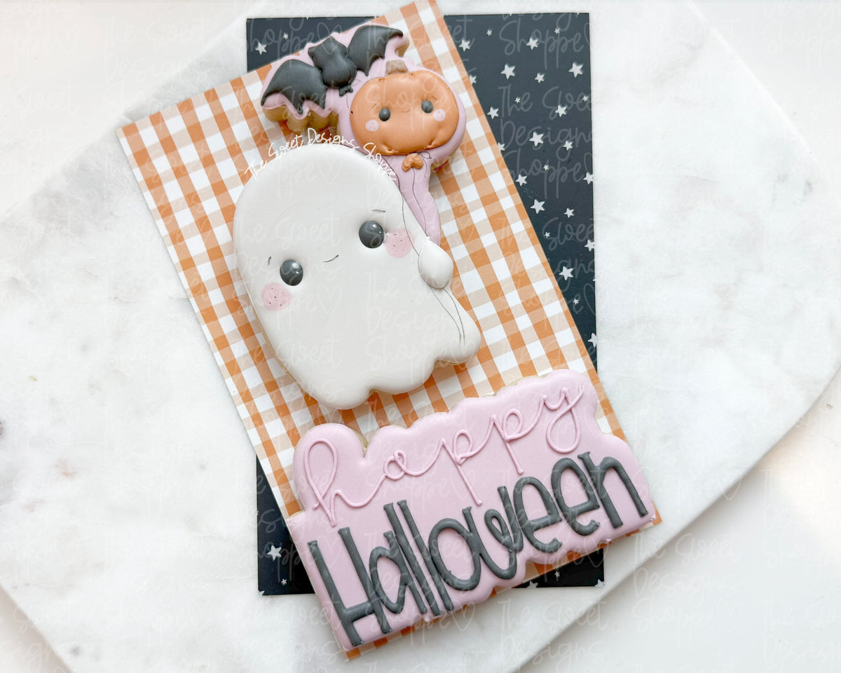 Cookie Cutters - Ghost with Balloons & Plaque Set - Set of 2 - Cookie Cutters - The Sweet Designs Shoppe - TSDS - - ALL,Cookie Cutter,halloween,Halloween set,Halloween Sets,Plaque,Plaques,PLAQUES HANDLETTERING,Promocode,regular sets,set,STL