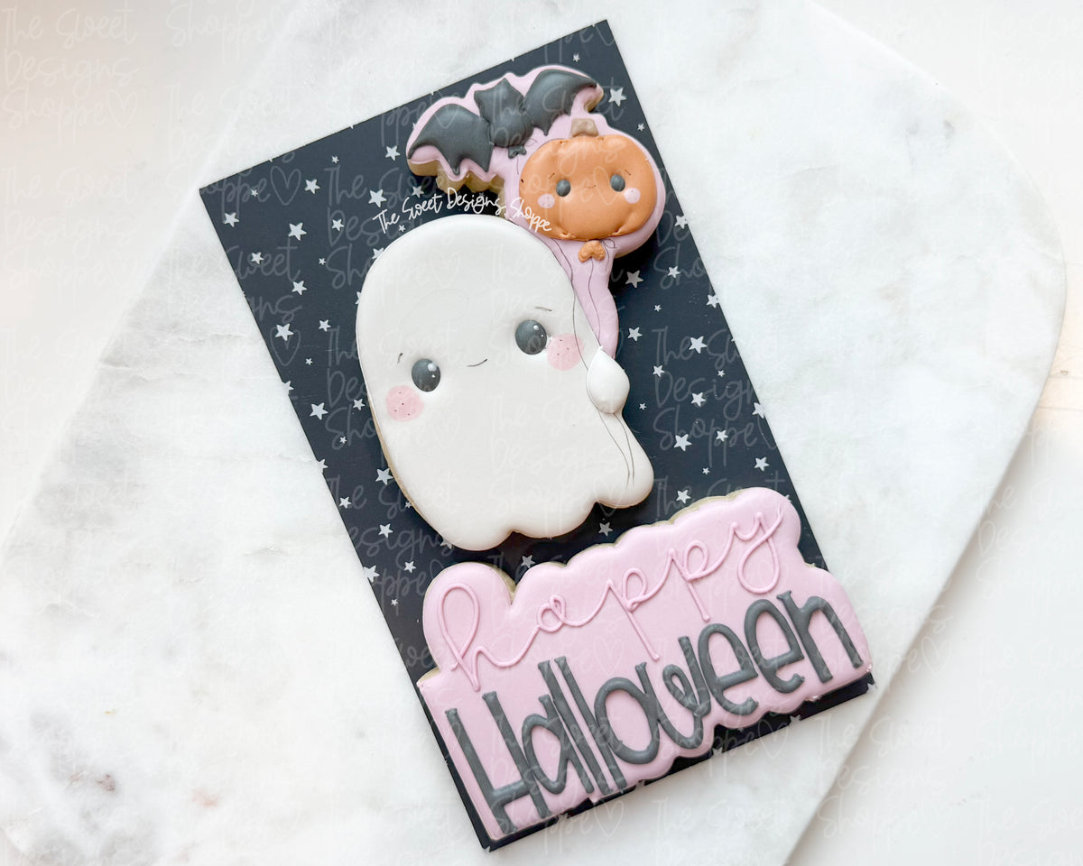 Cookie Cutters - Ghost with Balloons & Plaque Set - Set of 2 - Cookie Cutters - The Sweet Designs Shoppe - TSDS - - ALL,Cookie Cutter,halloween,Halloween set,Halloween Sets,Plaque,Plaques,PLAQUES HANDLETTERING,Promocode,regular sets,set,STL