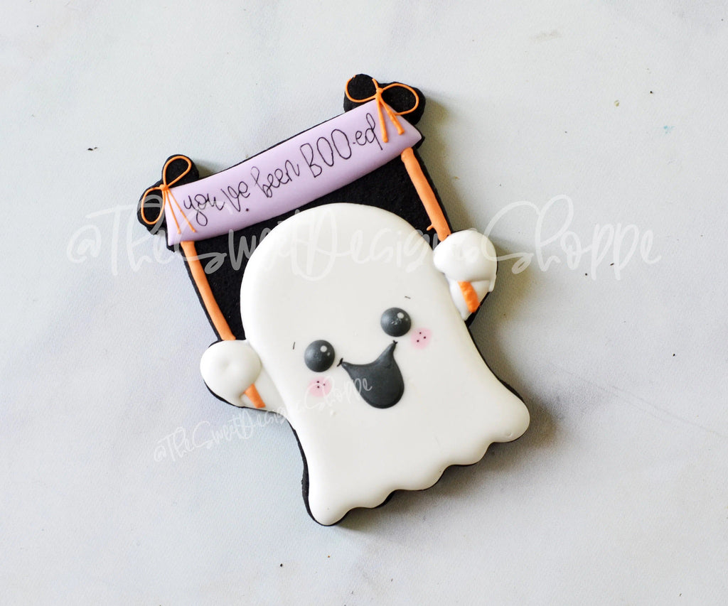 Cookie Cutters - Ghost with Banner - Cookie Cutter - The Sweet Designs Shoppe - - ALL, Boo, Cookie Cutter, Ghost, halloween, Promocode