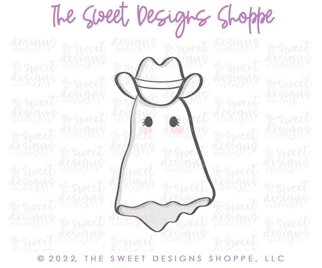 Cookie Cutters - Ghost with Cowboy Hat - Cookie Cutter - Sweet Designs Shoppe - - ALL, Boo, Classes, Cookie Cutter, Ghost, halloween, missypsweets, Promocode