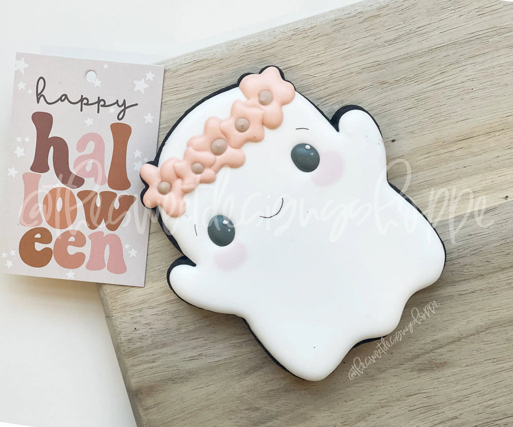 Cookie Cutters - Ghost With Floral Crown - Cookie Cutter - Sweet Designs Shoppe - - ALL, Boo, Cookie Cutter, Ghost, groovy, halloween, Promocode