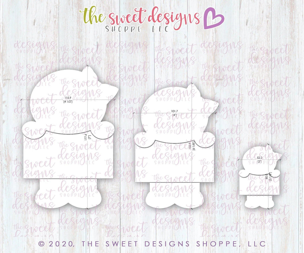 Cookie Cutters - Ginger Girl with Plaque Set - Cookie Cutters - The Sweet Designs Shoppe - TSDS - - ALL,Christmas,Christmas / Winter,Cookie Cutter,Ginger boy,ginger bread,Ginger girl,Ginger set,Gingerboy,gingerbread,gingerbread man,Gingergirl,Mini Set,Mini Sets,Promocode,regular sets,set,sets,STL