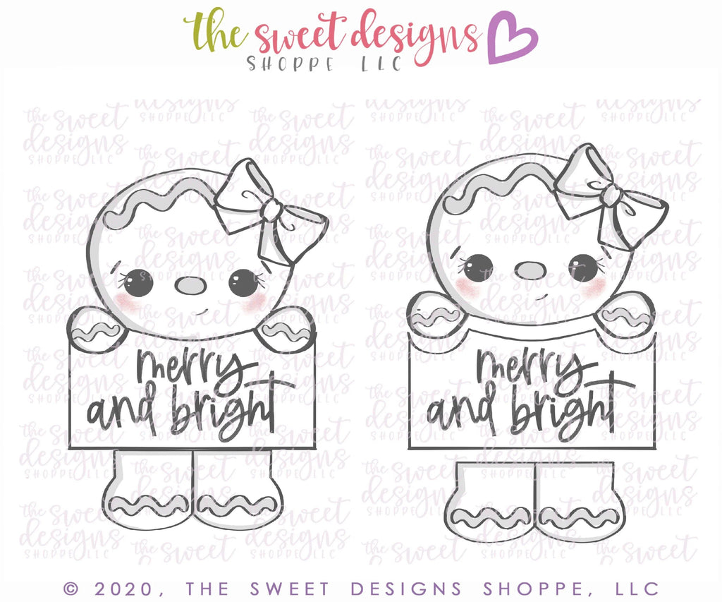 Cookie Cutters - Ginger Girl with Plaque Set - Cookie Cutters - The Sweet Designs Shoppe - TSDS - - ALL,Christmas,Christmas / Winter,Cookie Cutter,Ginger boy,ginger bread,Ginger girl,Ginger set,Gingerboy,gingerbread,gingerbread man,Gingergirl,Mini Set,Mini Sets,Promocode,regular sets,set,sets,STL