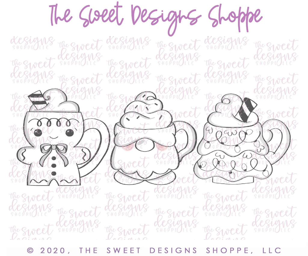 Cookie Cutters - Ginger Gnome Tree Set - 3 Piece Set - Cookie Cutters - The Sweet Designs Shoppe - Set of 3 - Size Regular - ALL, Christmas, Christmas / Winter, Christmas Cookies, coffee, Cookie Cutter, mug, mugs, Promocode, regular sets, set, sets