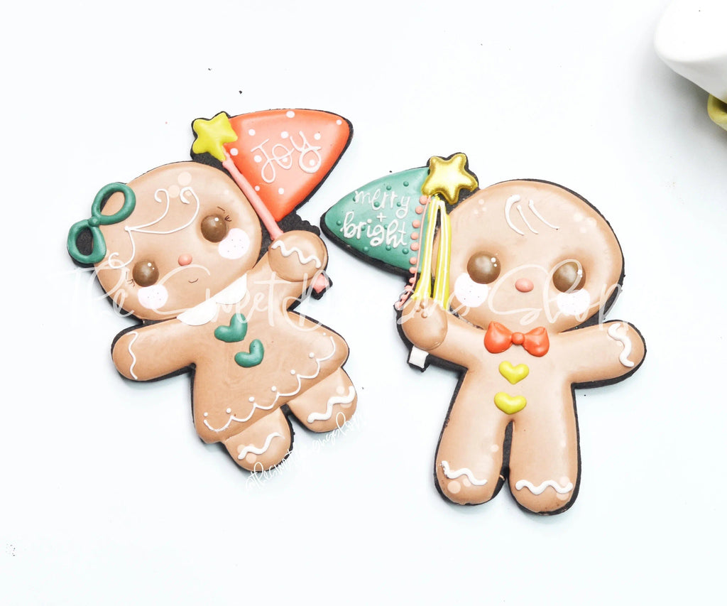 Cookie Cutters - Gingerboy & Gingergirl with Flags Set - 2 Piece Set - Cookie Cutters - The Sweet Designs Shoppe - TSDS - - ALL,Christmas,Christmas / Winter,Cookie Cutter,Ginger boy,Ginger bread,Ginger girl,Ginger set,Gingerboy,Gingerbread,gingerbread man,Gingergirl,Mini Set,Mini Sets,Promocode,regular sets,set,sets