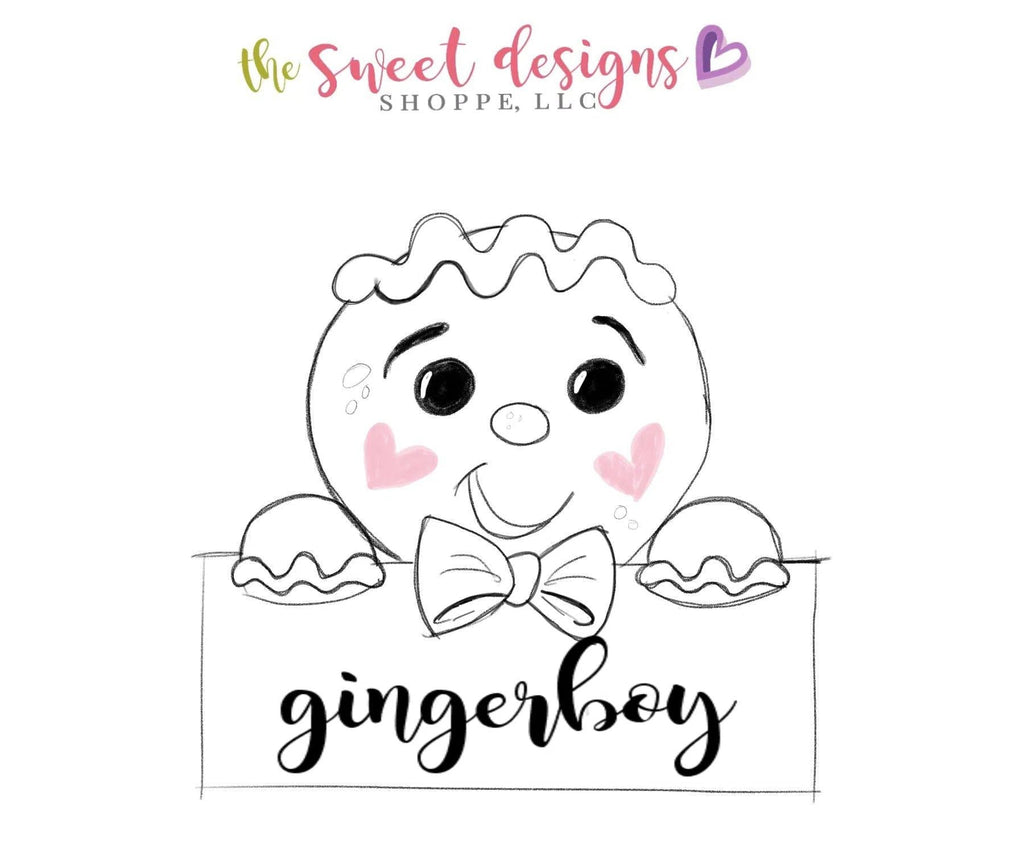 Cookie Cutters - Gingerboy Plaque - Cookie Cutter - The Sweet Designs Shoppe - - ALL, Christmas, Christmas / Winter, Cookie Cutter, Food, Food & Beverages, Ginger boy, Ginger bread, Ginger girl, gingerbread, gingerbread man, Personalized, Plaque, Promocode