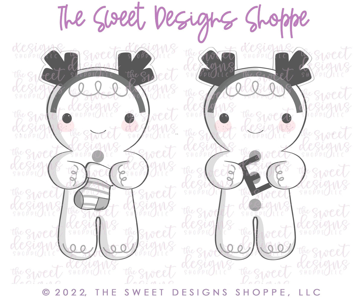 Cookie Cutters - Gingerboy with Antlers - Cookie Cutter - The Sweet Designs Shoppe - TSDS - - ALL,Christmas,Christmas / Winter,Cookie Cutter,Ginger boy,Ginger bread,gingerbread,gingerbread man,Promocode,STL