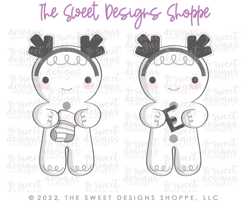 Cookie Cutters - Gingerboy with Antlers - Cookie Cutter - The Sweet Designs Shoppe - TSDS - - ALL,Christmas,Christmas / Winter,Cookie Cutter,Ginger boy,Ginger bread,gingerbread,gingerbread man,Promocode