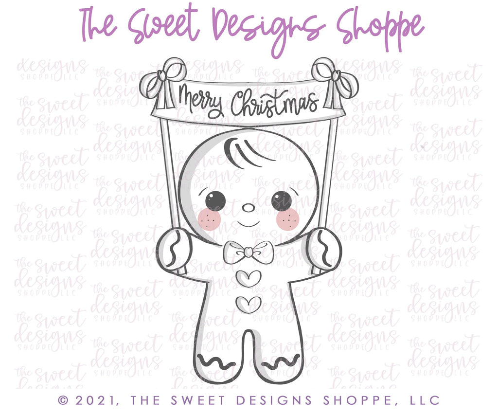 Cookie Cutters - Gingerboy with Banner - Cookie Cutter - Sweet Designs Shoppe - - ALL, Christmas, Christmas / Winter, Christmas Cookies, Cookie Cutter, Ginger bread, Gingerbread, home, Promocode