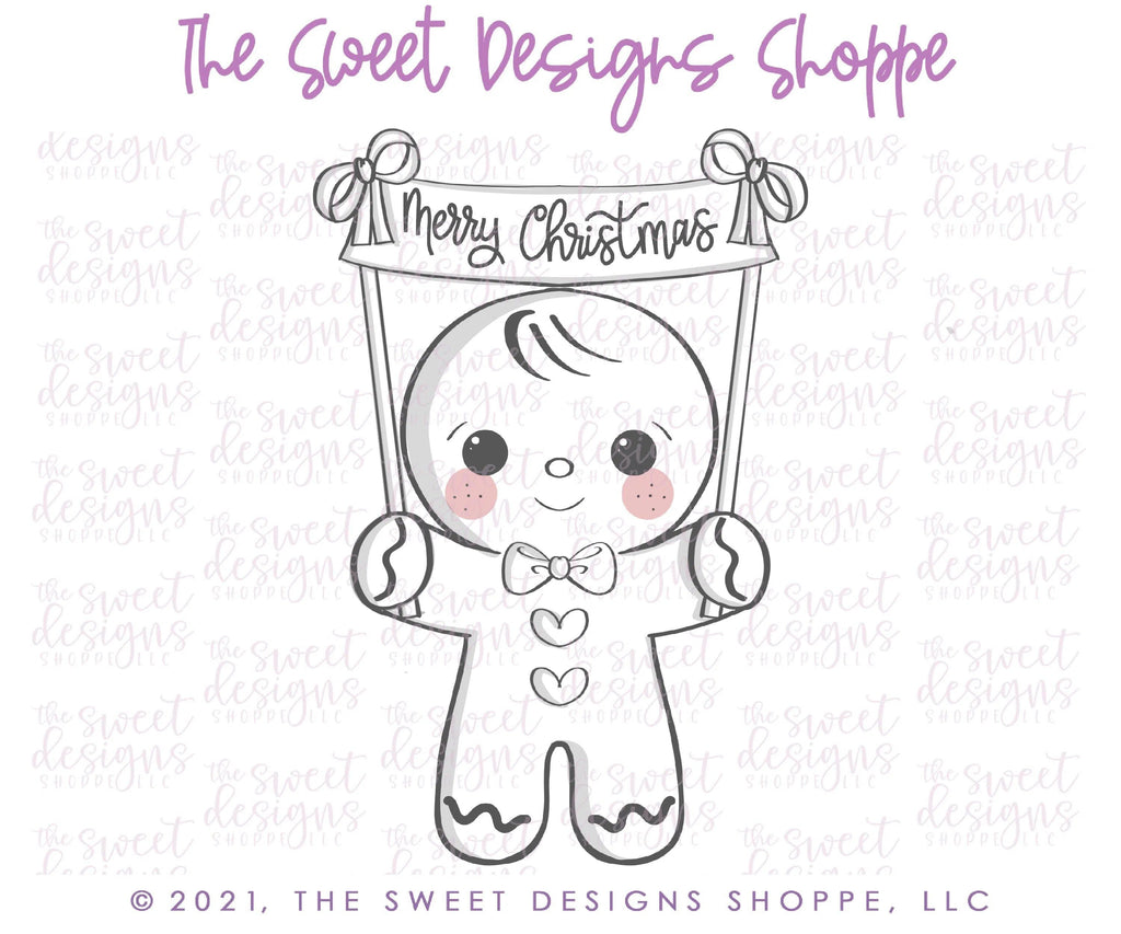 Cookie Cutters - Gingerboy with Banner - Cookie Cutter - The Sweet Designs Shoppe - TSDS - - ALL,Christmas,Christmas / Winter,Christmas Cookies,Cookie Cutter,Ginger bread,Gingerbread,home,Promocode,STL